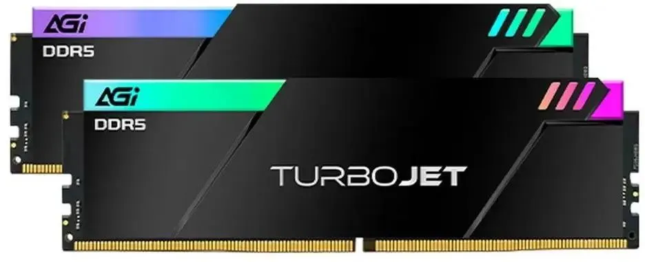AGI AGI6IPC16UD858-DC два модуля DDR5 с RGB подсветкой вид спереди
