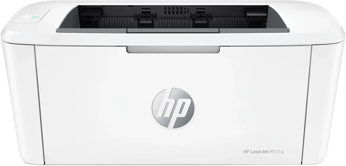 HP LaserJet M111a вид спереди сверху &mdash; панель управления и порты подключения