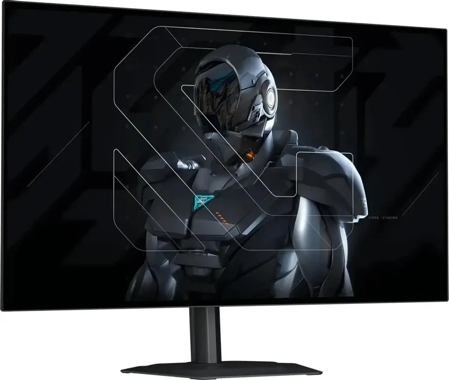 Gigabyte MO27Q28G EK вид под углом &mdash; дизайн корпуса и тонкие рамки WOLED-монитора