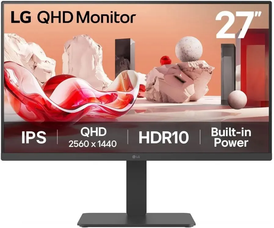 LG 27BA45QB-B вид сбоку профиль корпуса и подставка