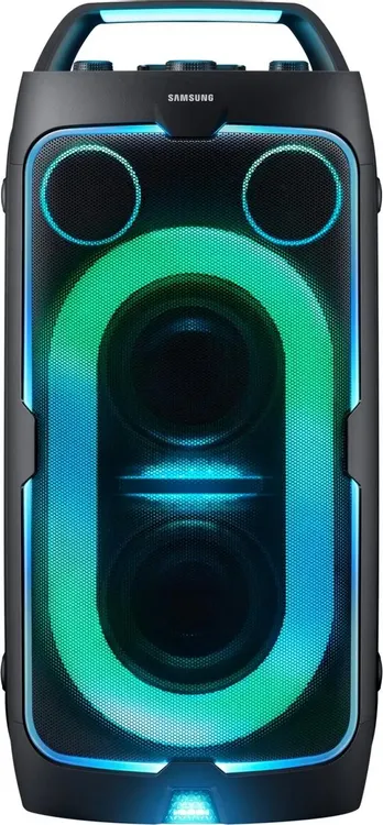 Samsung MX-ST50F/RU вид спереди с LED-подсветкой динамиков