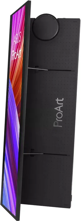 ASUS PA147CDV вид сбоку регулируемая подставка с круглой ручкой логотип ProArt
