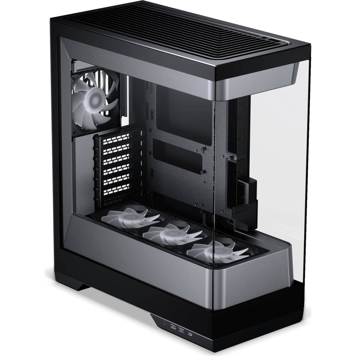 Phanteks Enthoo Evolv S2 боковой вид внутреннее пространство вентиляторы фронтальные разъёмы USB аудио