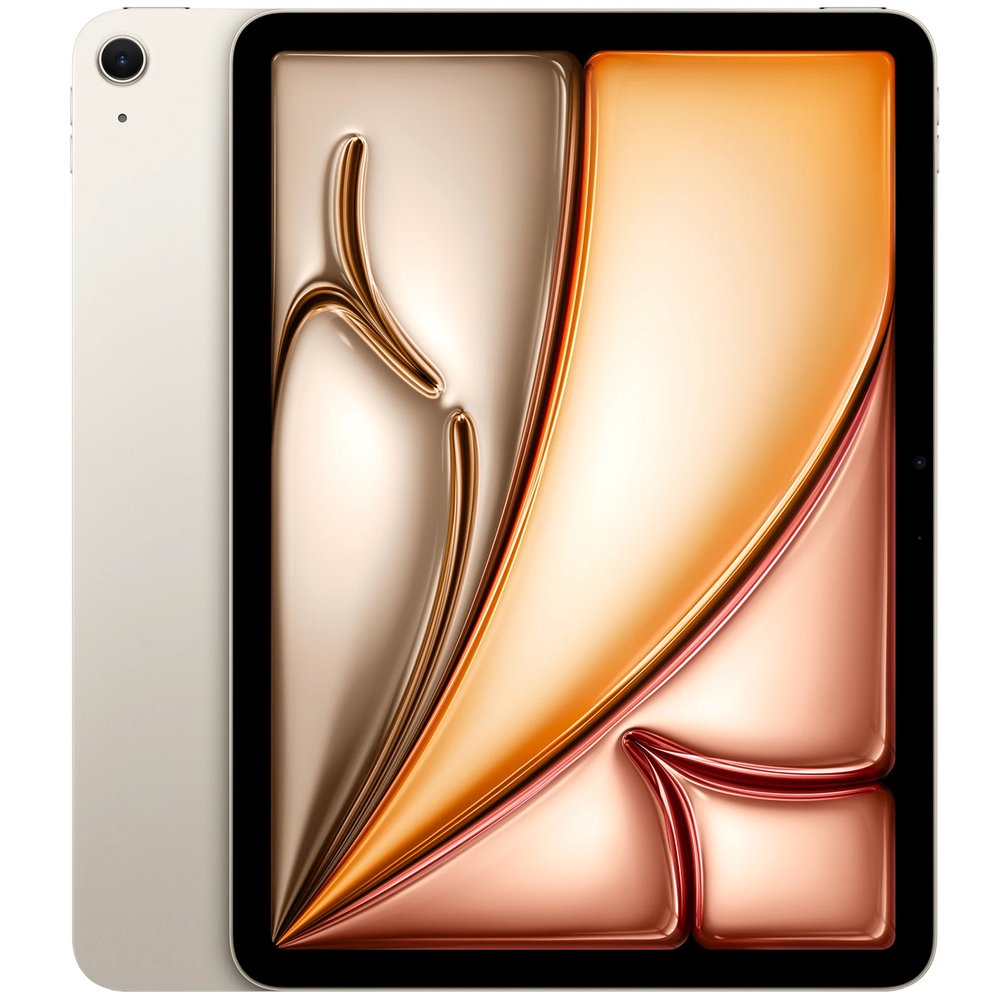 Apple iPad Air 11 2026 вид спереди и сбоку корпус Starlight с интерфейсом iPadOS