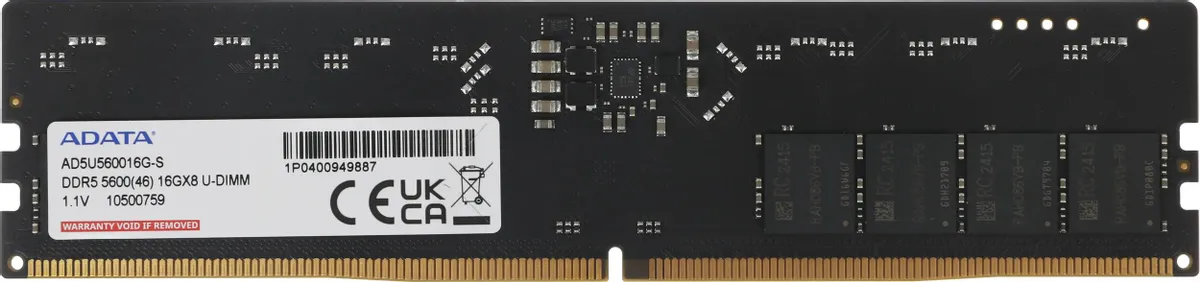 ADATA AD5U560016G-S DDR5 5600 МГц — маркировка и форм-фактор DIMM