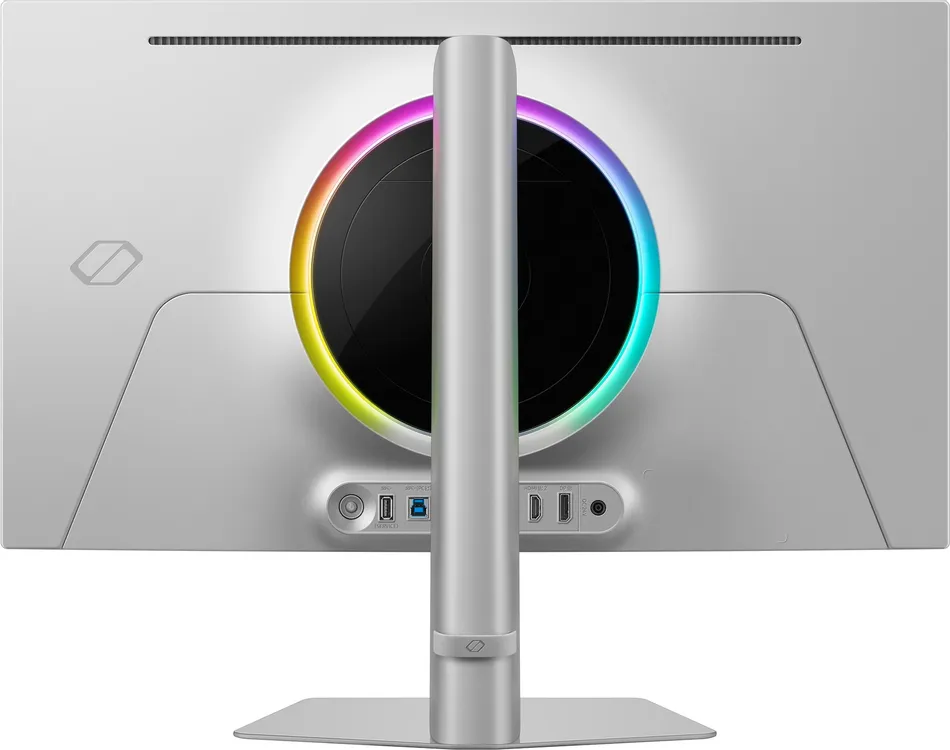 Samsung Odyssey OLED G6 &mdash; вид сзади, порты HDMI 2.1 и DisplayPort 1.4, RGB подсветка