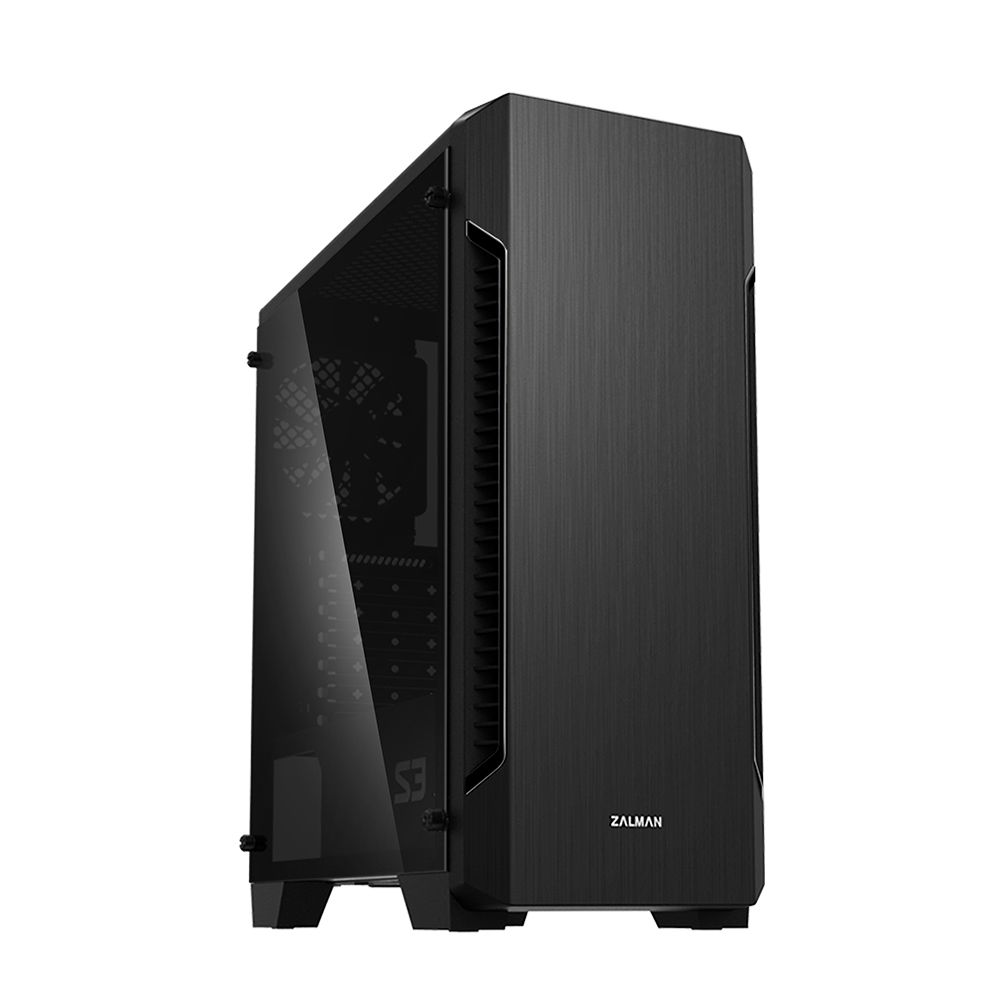 Zalman S3 TG корпус Mid-Tower вид в три четверти с боковой панелью